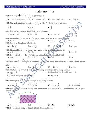 Kiểm tra 1 tiết  Toán học 12